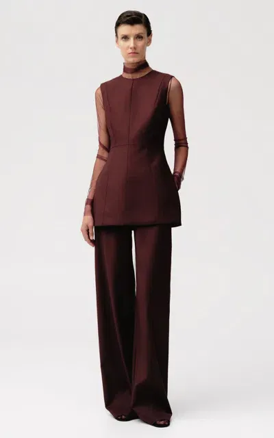 Sophie Et Voila Wool Wide-leg Pants In Burgundy