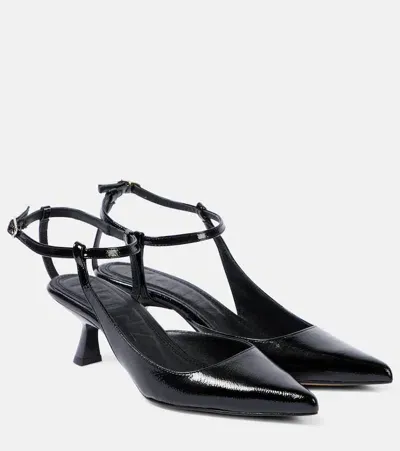 Souliers Martinez Camelia Patent Leather Pumps In Black