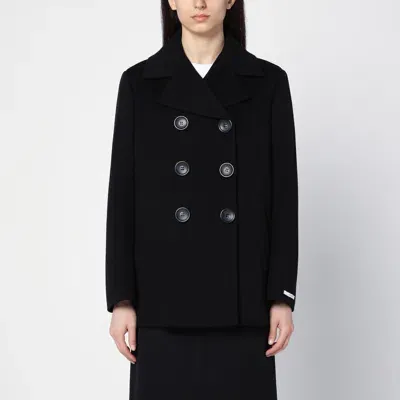 Sportmax Black Double-breasted Wool Short Coat