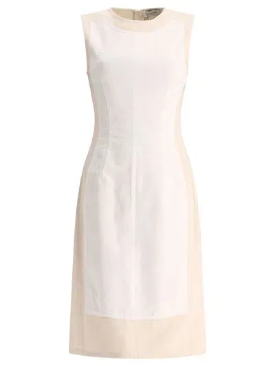 Sportmax "yang" Double-colour Sleeveless Dress In White