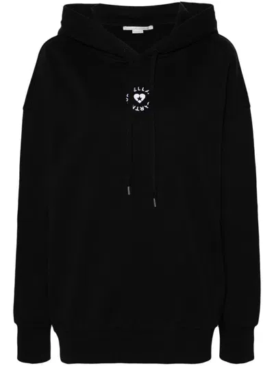 Stella Mccartney Logo-embroidered Cotton Hoodie In Nero