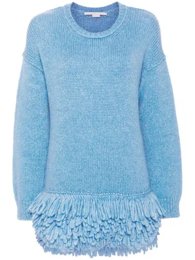 Stella Mccartney Fringed Sweater In Blue