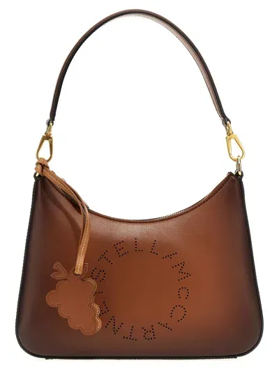 Stella Mccartney Openwork Logo Shoulder Bag In Brown