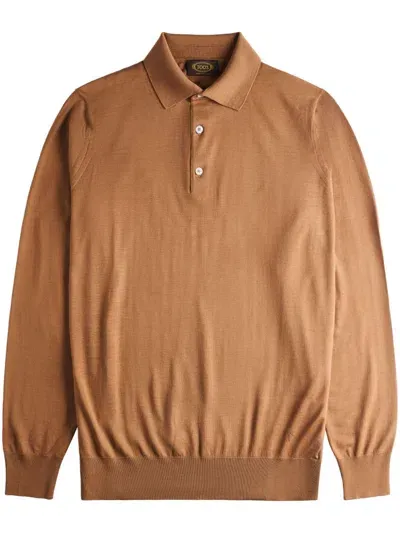 Tod's Wool Polo Shirt In Brown