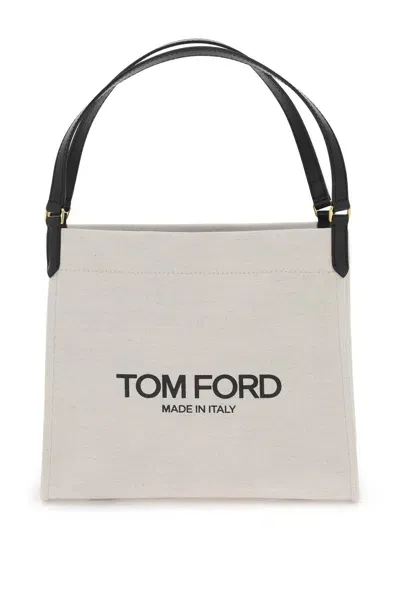 Tom Ford Amalfi Small Logo Canvas Tote Bag In Multicolor