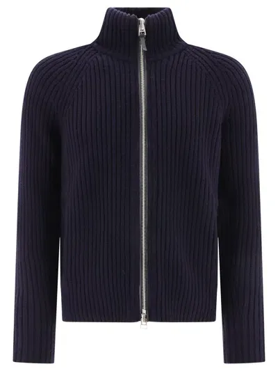 Tom Ford Ribbed Zippered Sweater Knitwear Blue