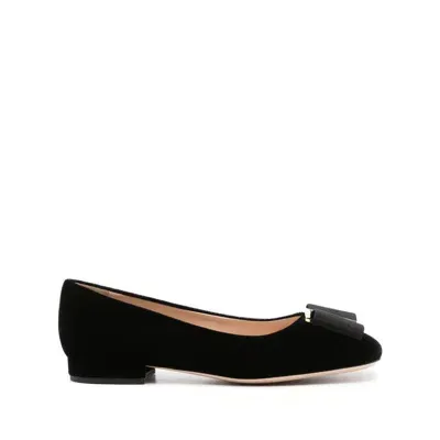 Tom Ford Bow-detail Velvet Ballerina Shoes In Negro