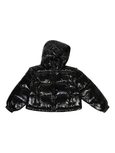 Twinset Kids' Logo-embroidered Puffer Jacket In Black