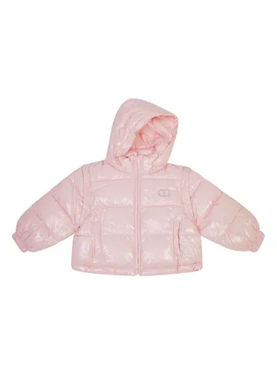 Twinset Kids' Logo-embroidered Puffer Jacket In Pink