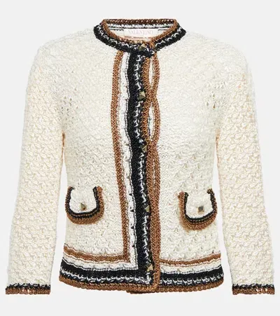 Valentino Crochet-knit Cardigan In Weiss