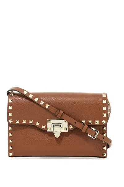 Valentino Garavani Rockstud Small Crossbody Bag In Brown