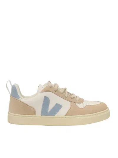 Veja Kids' Small V-10 Laces Chromefree Leather Extra-white_steel_almond Sneakers