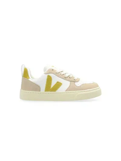 Veja Kids' V-10 Lace-up Sneakers In White