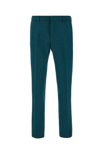 Versace Teal Green Stretch Wool Blend Pants In 2bi20