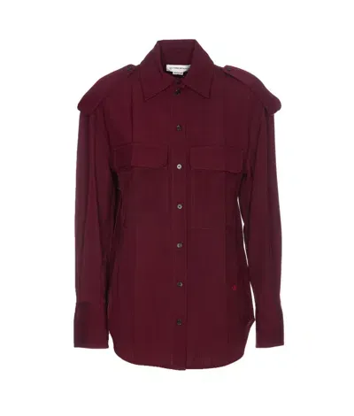 Victoria Beckham Long-sleeve Utility Blouse In Red