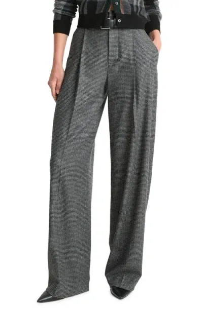 Vince Microcheck High Waist Wide Leg Pants In Micro Check