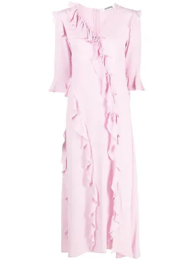 Vivetta Asymmetric Ruffle Maxi Dress In Pink