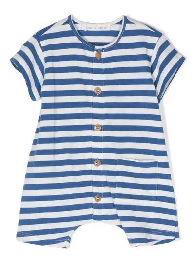 Zhoe & Tobiah Babies' Striped Buttoned Shorties In Blue