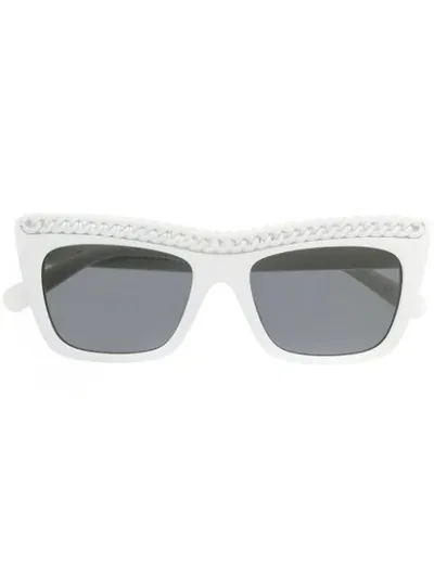 Stella Mccartney Chain Embellished Square Sunglasses In White