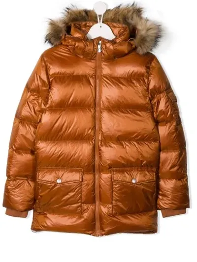 Pyrenex Kids' Hooded Puffer Jacket In Brown