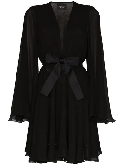 Giambattista Valli Bow-detailed Silk Mini Dress In Black