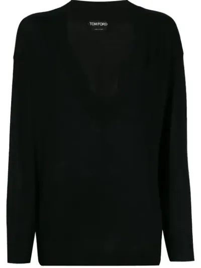 Tom Ford Deep V-neck Jumper In Black