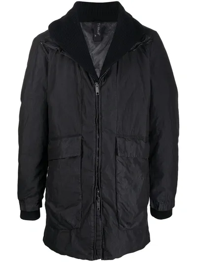 Transit High Neck Padded Coat In Black