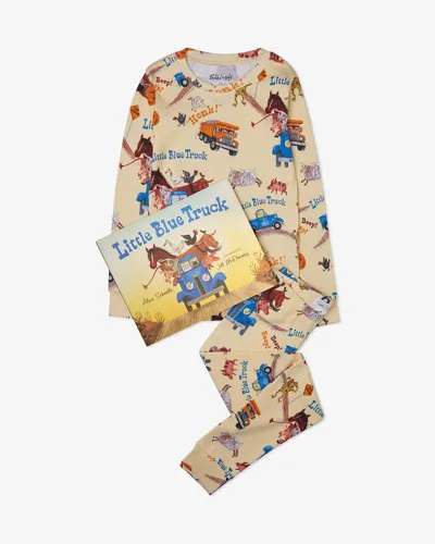 Books To Bed Kids' Little Blue Truck Printed Pajama Gift Set In Tan