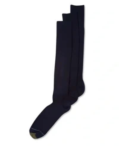 Gold Toe Men's 3- Pack Dress Metropolitan Over The Calf Socks In Navy