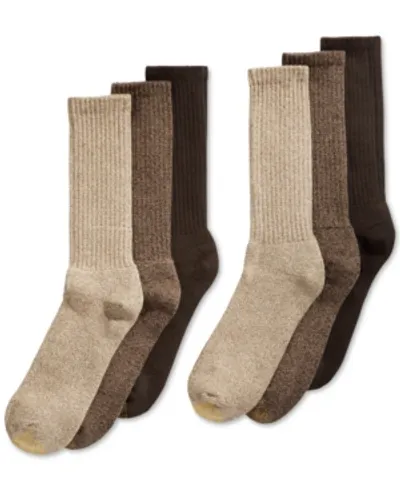 Gold Toe Men's 6-pk. Harrington Extended Crew Socks In Khaki