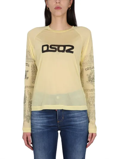 Dsquared2 Logo Print T-shirt In Yellow