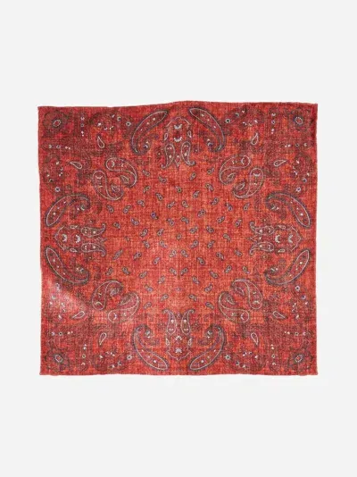 Brunello Cucinelli Paisley Print Silk Scarf In Orange