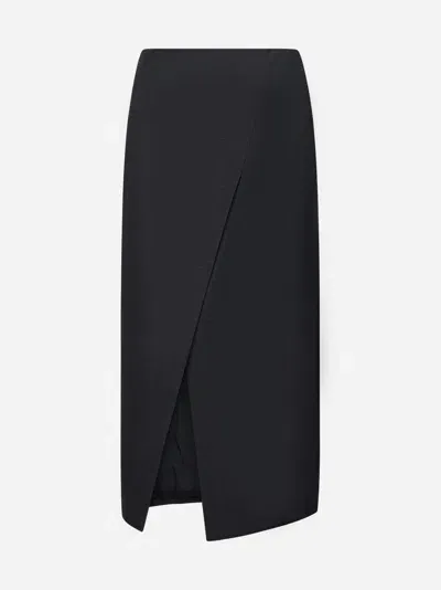 Gucci Wool Midi Skirt In Dark Grey