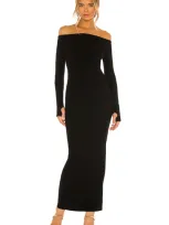 Michael Costello X Revolve Off Shoulder Bodycon Maxi Dress In Black