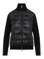 Moncler Tricot Down Cardigan Jacket In Black