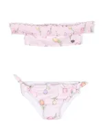 Monnalisa Babies' Floral-print Bikini Set In Pink