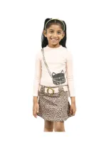 Pink & Violet Kids' Toddler Girls Faux Kitty Purse Marsha Dress In Blush,brown