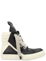 Rick Owens Jumbolaced Geobasket Woman Sneaker In Black Milk Milk