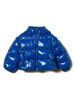 Twinset Kids' Logo-embroidered Puffer Jacket In Blue